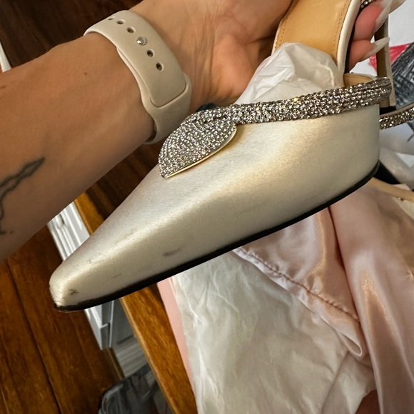 Mach & Mach Heart Embellished Satin Pumps - Picture 10 of 10